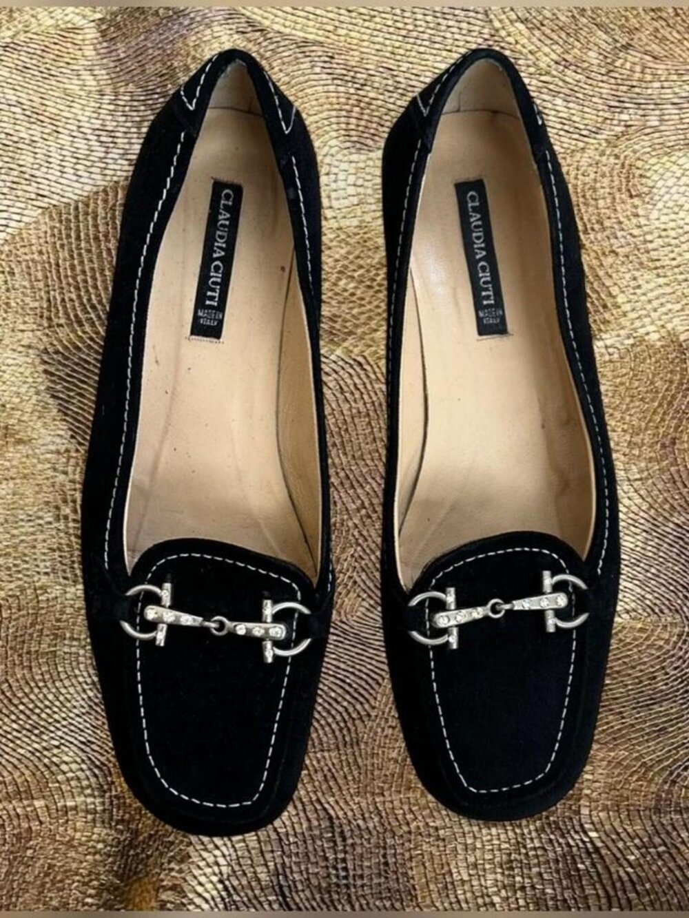 Vintage Claudia Ciuti Black Suede Buckle Loafers / Flats ⭐️ Made in Italy